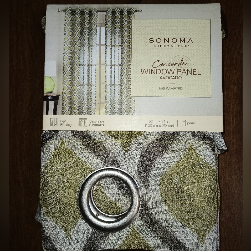 SONOMA Concorde 52 x 84 Light Filtering Window Panel Curtain Avocado Green NWT